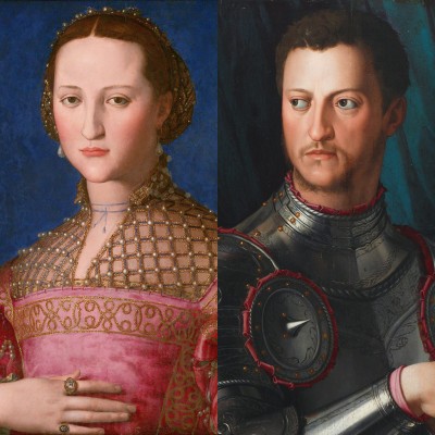 diptych of 2 portraits: Eleonora di Toleco and Cosimo I de Medici