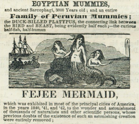 1842 advertisement for Fejee Mermaid