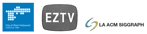 logos for the ONE Night event: City of West Hollywood, EZTV, LA ACM Siggraph