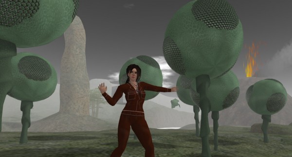 photo of Vanessa Blaylock on the alien, gaseous covered surface of Planet Venus, circa the mid-20th century