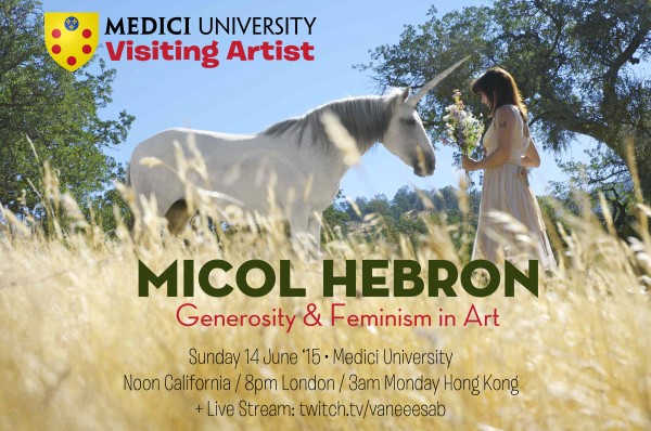 Poster for Micol Hebron talk at Medici University